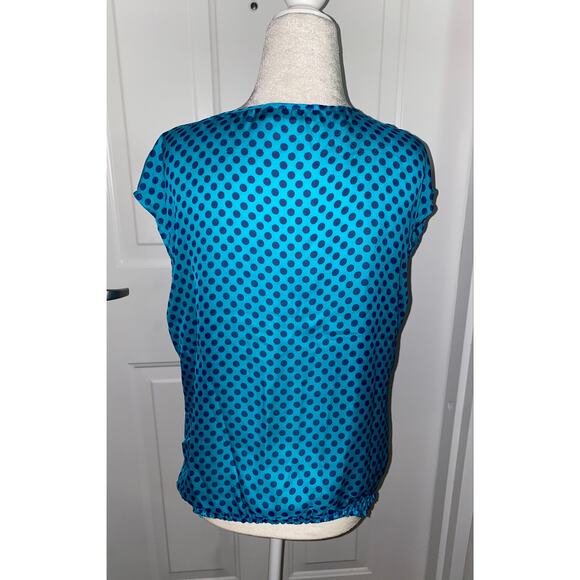The Limited Blue Polka Dot Blouse Top Short Sleeve Sz S Small - Picture 5 of 5